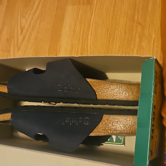 Birkenstock Arizona Navy Nubuck Leather 2-Strap Sandals - Picture 3 of 5